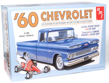 Amt 1960 Chevy Custom Fleetside Pickup Turck W Go Kart 125 Model Car Kit 1063
