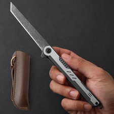 DRACHENADER Klein Damast Taschenmesser Tanto Mit Tasche Einhandmesser Klappmesse