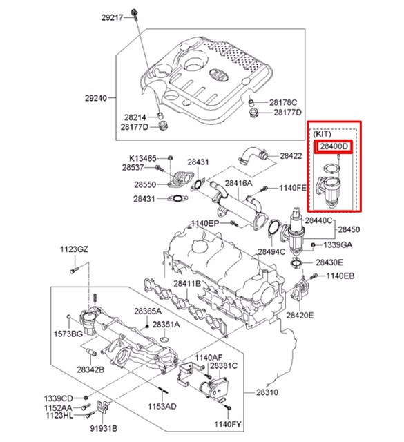 2.0L EGR Valve Body KIT For Hyundai Elantra GT i30 0711 i30CW 0812