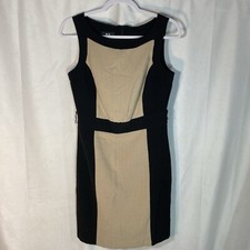 BCX beige black color block sleeveless shift dress 9