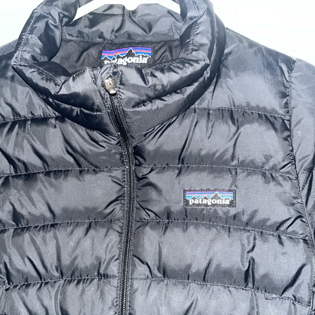 Patagonia Down Jacket Coat Black Full Zip Puffer Coat Kids