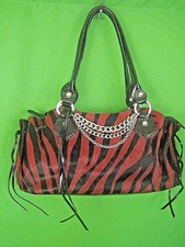 Roberta Gandolfi Italy Animal Print Calf Hair Black Leather New Satchel Bag $499
