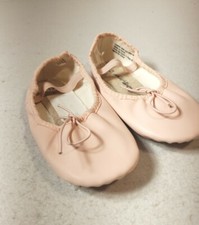 Sz 13 Ballerina Shoes Ballet. Leather Dancing Soles, Pink Slippers Girls Flats