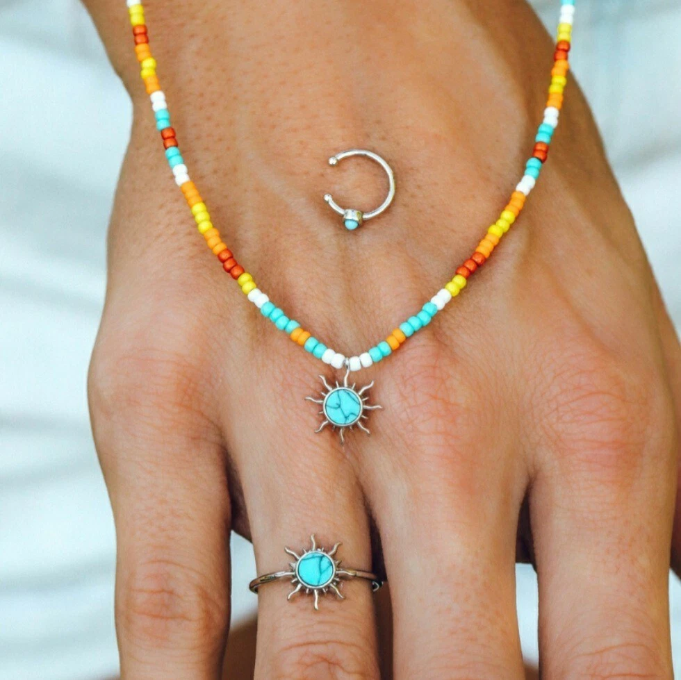 PURA VIDA DREAMING OUTLOUD SZ 9 RING TURQUOISE NECKLACE SET FREE