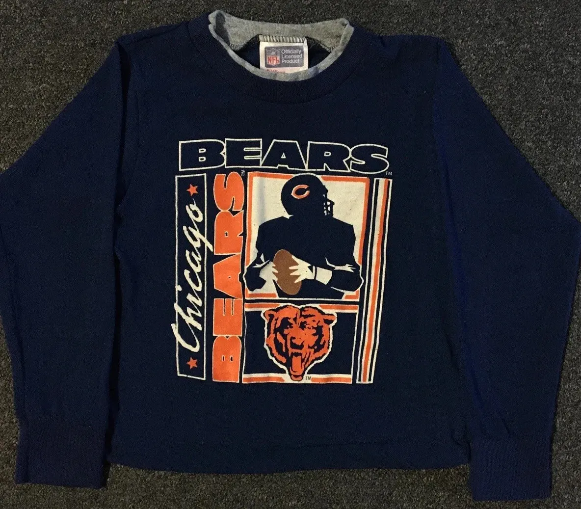 Vtg 90s Chicago Bears Spellout Shirt Youth Boys 4/5 USA Dick Butkus Track  PE 80s