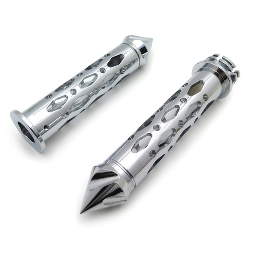 HongK Kawasaki Ninja ZX9 ZX10 ZX12 ZX14 CHROME CNC 7/8" 22mm Spike Bar Ends Grip - Picture 2 of 6