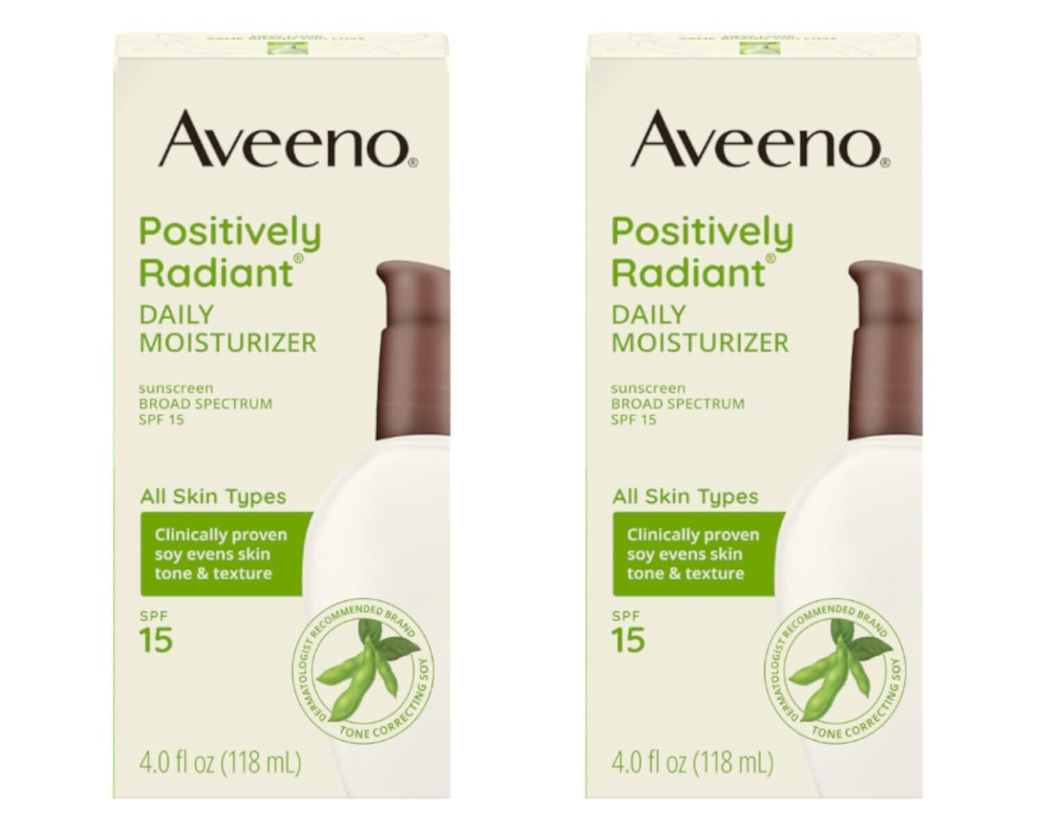 Aveeno Radiant Skin Daily Moisturizer SPF 15 4oz Pack of 2