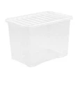 Clear Plastic Storage Boxes with Lids Stackable UK Made Box Home Office Kitchen