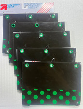 5 Pk Retro Zipper Jelly Binder Pencil Pouch w 3 Binder Holes Waterproof - Value