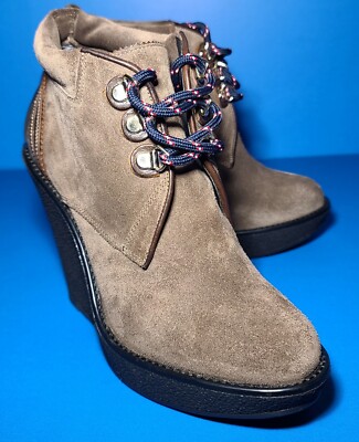Burberry Desert Eveline Women's Wedge Suede Ankle Boots Size 36 EU,   6 US
