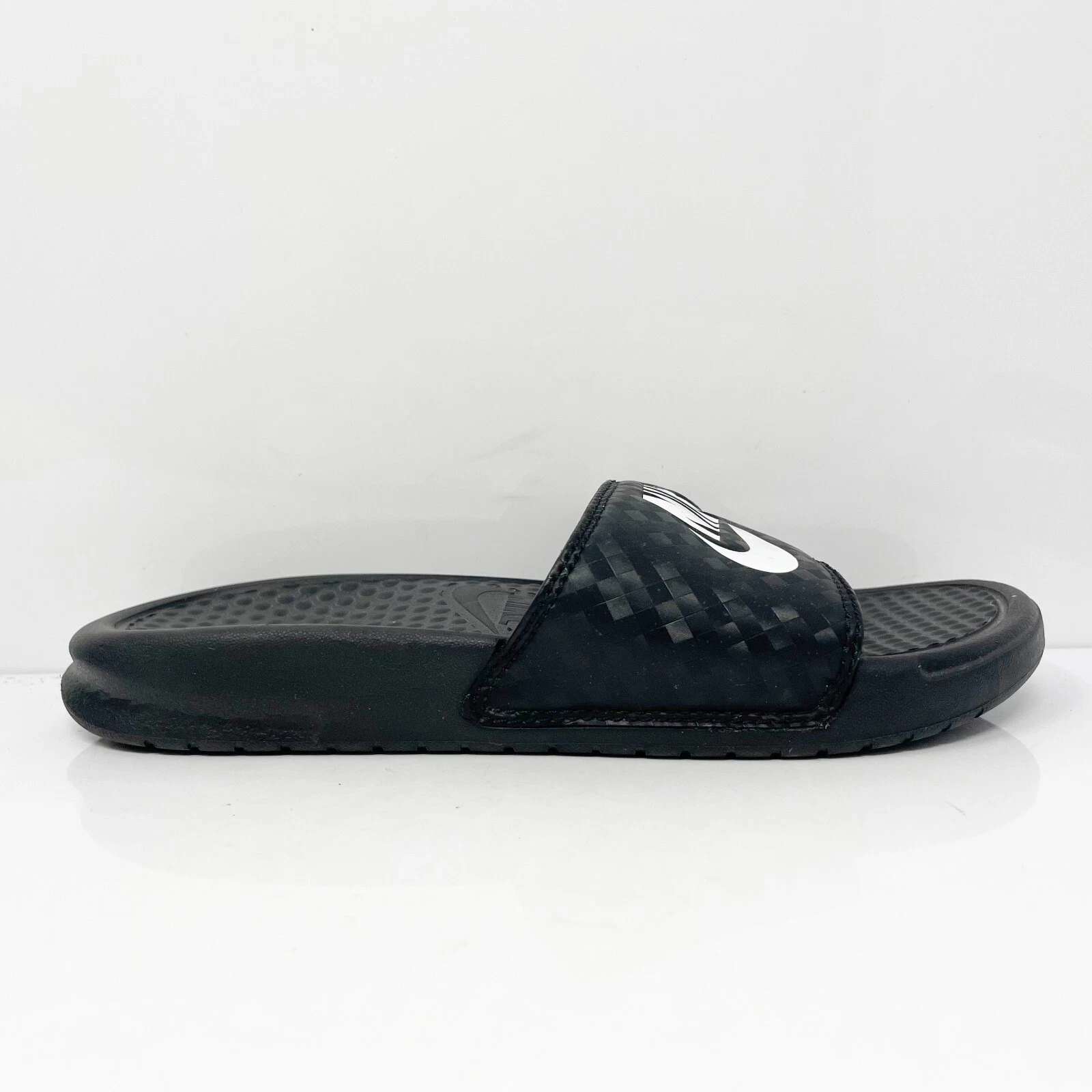 Sandali Nike donna Benassi JDI 343881 011 neri punta aperta slip on slide taglia 5