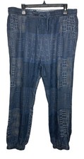 Johnny Was L Large Luisa Womens Pant Denim Blue All Over Embroidered Jogger 340