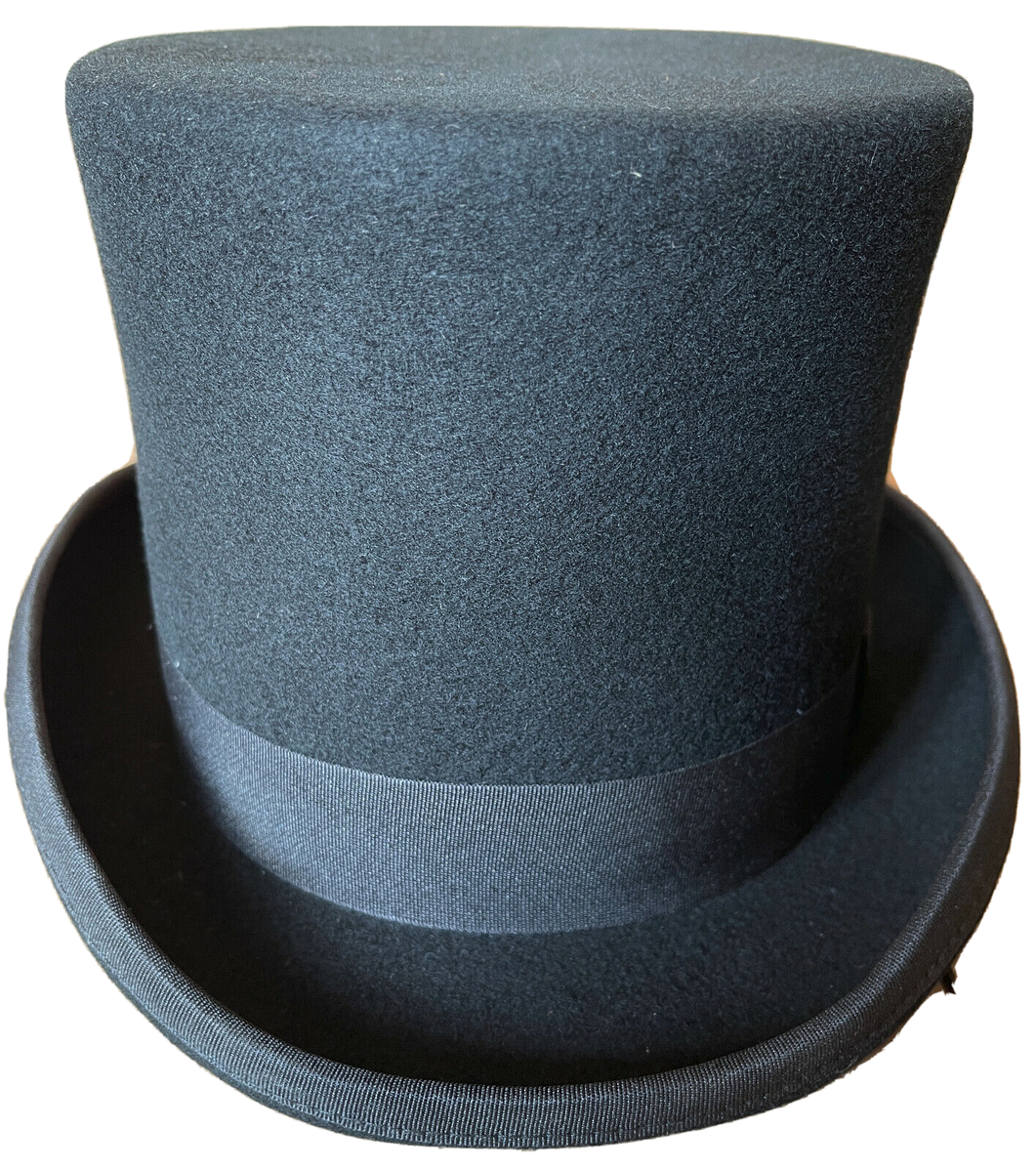 VINTAGE Wool Felt Men Top Hat Victorian Tuxedo Topper 57cm