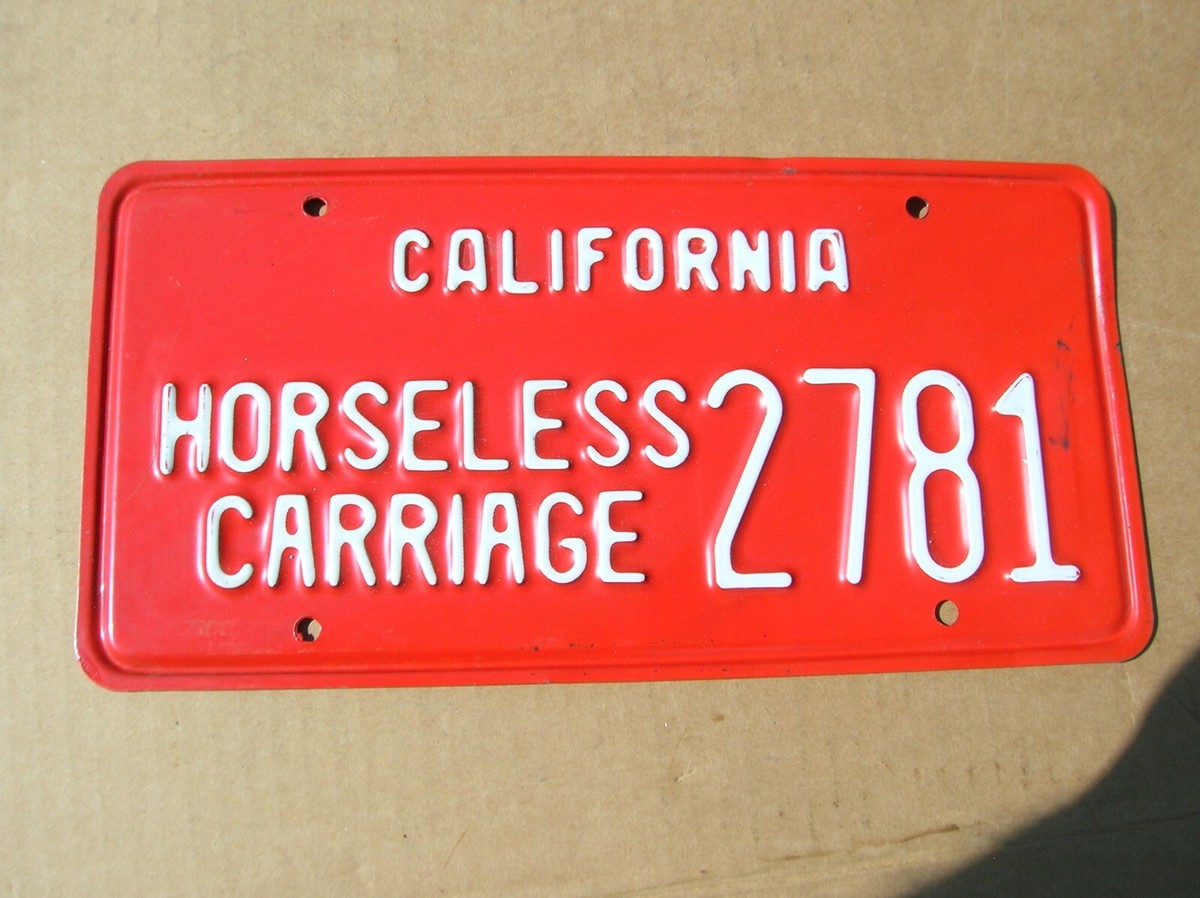 Vintage California Horseless Carriage license plate.Good cnd.Minor