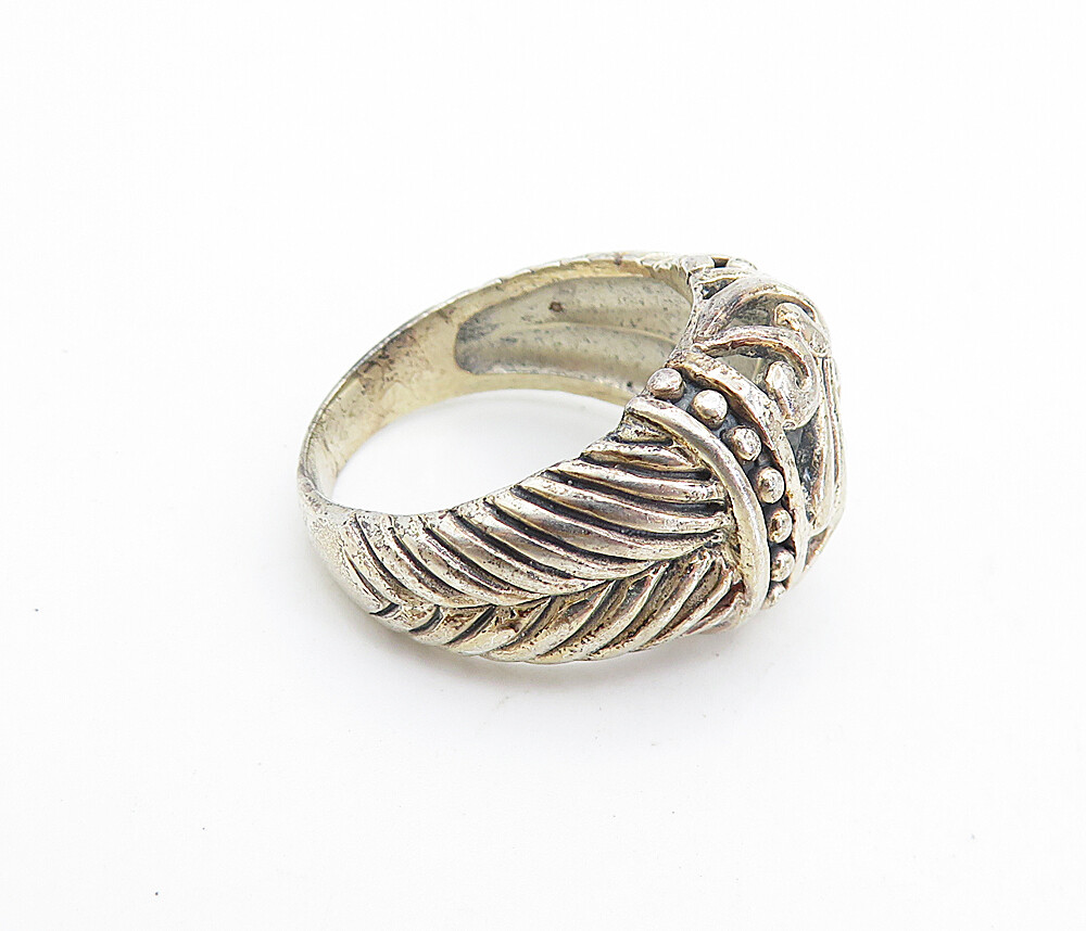 925 Sterling Silver Vintage Open Swirl Dome Wheat Band Ring Sz 6
