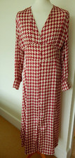 Quiz Midi Dress Sz 16 Bust 44" Dogtooth Berry Silky Party Wedding Cocktail Hols
