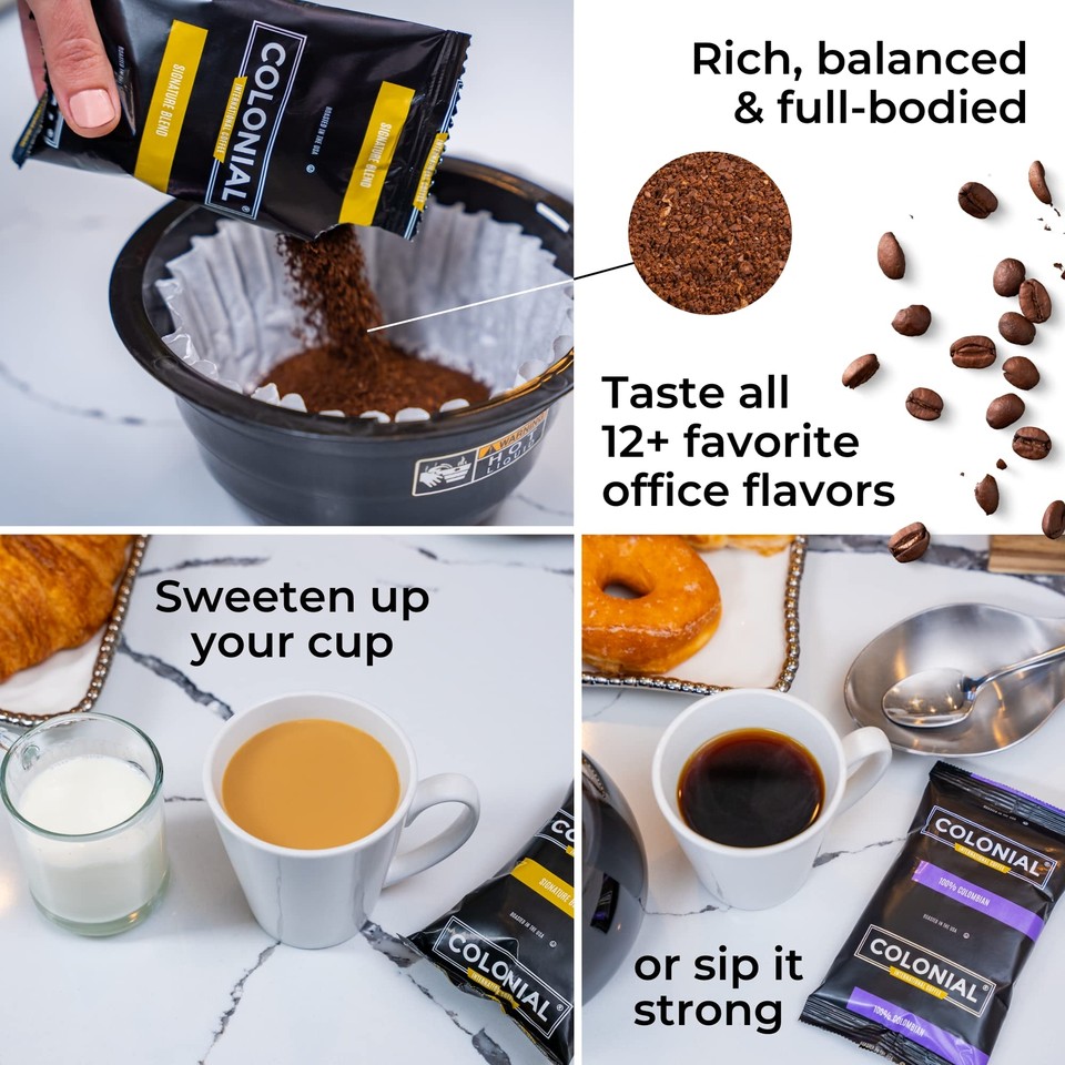 Colonial Coffee Packets, Pre Ground Assorted Variety Coffee Packs