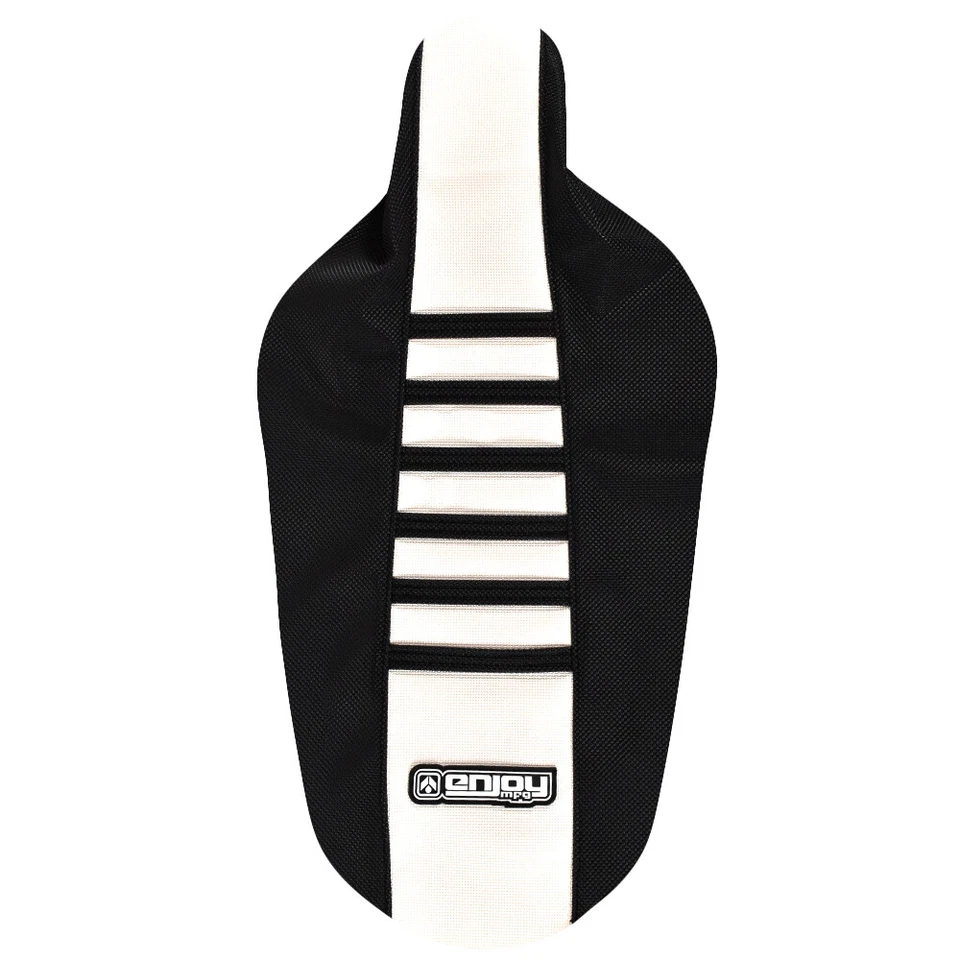 Cubierta de asiento Kawasaki KX 85 100 2014-2024 de Enjoy MFG negro blanco negro costillas #83 Foto 4 de 4