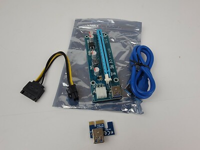 PCI-E Express 1X to 16X Riser Card USB 3.0 Extender Cable W/ Molex Power Cable 
