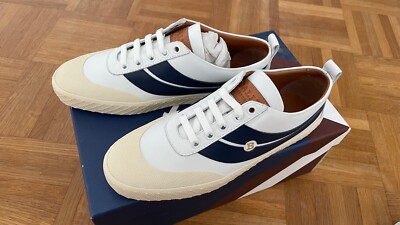 Neu! Hoher NP  Bally Leder Sneaker Weiß Blau Damen 37,5 Retro-Look