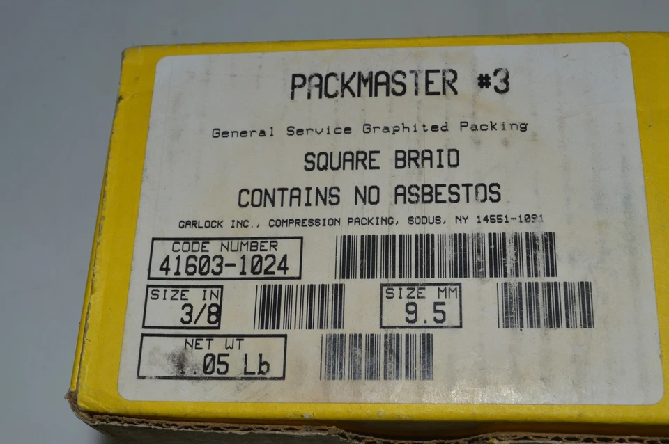 ^^ GARLOCK PACKMASTER #3 41603-1024 3/8" .05 LB SQUARE BRAID NEW IN BOX (LAU2) - Image 2 of 3