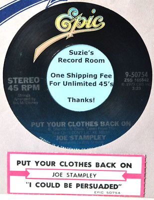 Joe Stampley Put Your Clothes Back On Country VG+ 45 & Jukebox Strip -Coupons!