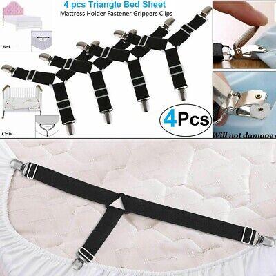 4Pcs Easy Adjustable Fitted Bed Sheet Holders Fasteners Grippers Clips Straps UK