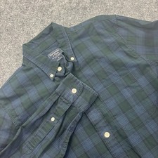Abercrombie  Fitch Button Down Shirt Medium Green Blue Plaid Long Sleeve Mens