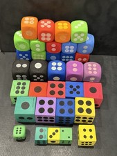 Lot of 33 Assorted Colored Foam Dice D6 Gaming Casino - Various Shape  Size