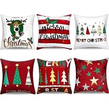 6 Pcs 18 x 18 Inch Christmas Pillow Cover Merry 18" x 18" Pack of 6 