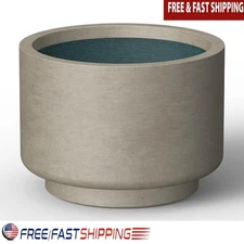 Large Weathered Concrete Planter W/ Drainage System Indoor Outdoor Plants New