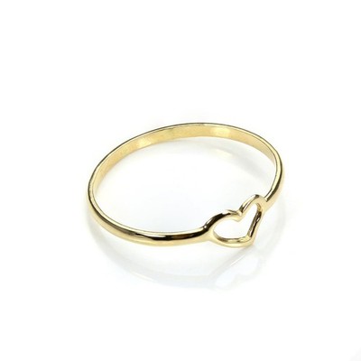 375 ( 9 Karat ) Gold Offenes Herz Midi Stapelring | Signet Gelbgold Heart Ring
