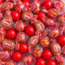 Goetze's Caramel Creams + Wonka Atomic Fireball cinnamon disc Bulk Mix 1,2,3 LB