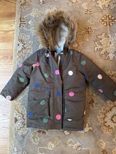 BODEN Girls Winter Coat Sz 6-7 Polka Dot