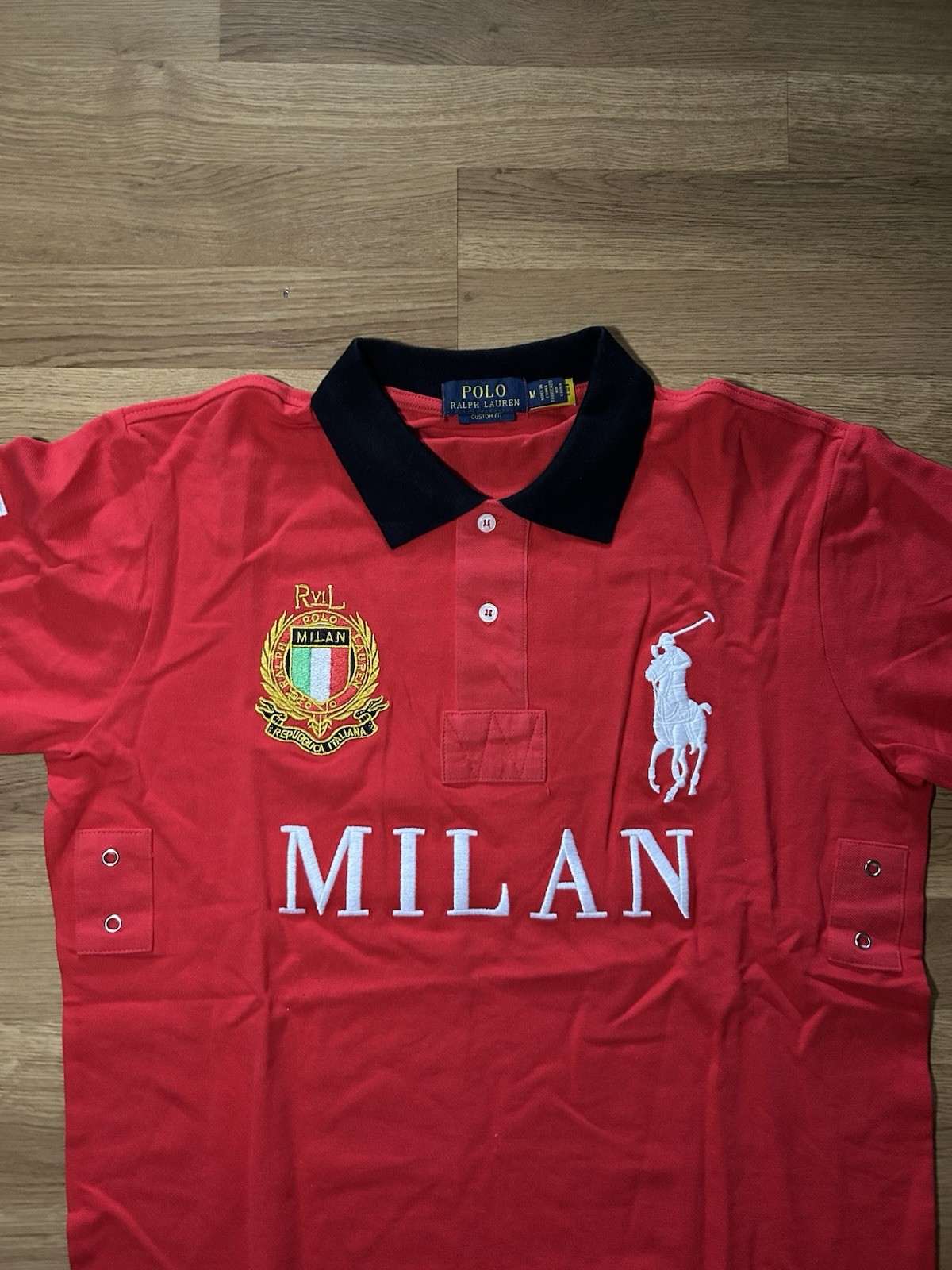 Polo Ralph Lauren Herren Polo Custom Fit rot/schwarz Kurzarm „MILAN“ Größe: M 2