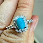 925 Sterling Silver Ring 5x3mm Natural Blue Turquoise Gemstone Zircon Jewelry — photo 7