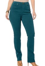 DG2 by Diane Gilman Women's Starlight Denim StraightLeg Jean Green