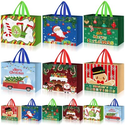 12 Pcs Large Reusable Christmas Gift Bags Bulk 13 x 9.8 x 6.7 Inch Christmas ...