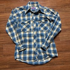 Vtg Wrangler Bucking Bronco Pearl Snap Plaid Shirt 18-14 Western Pocket Tee 70s