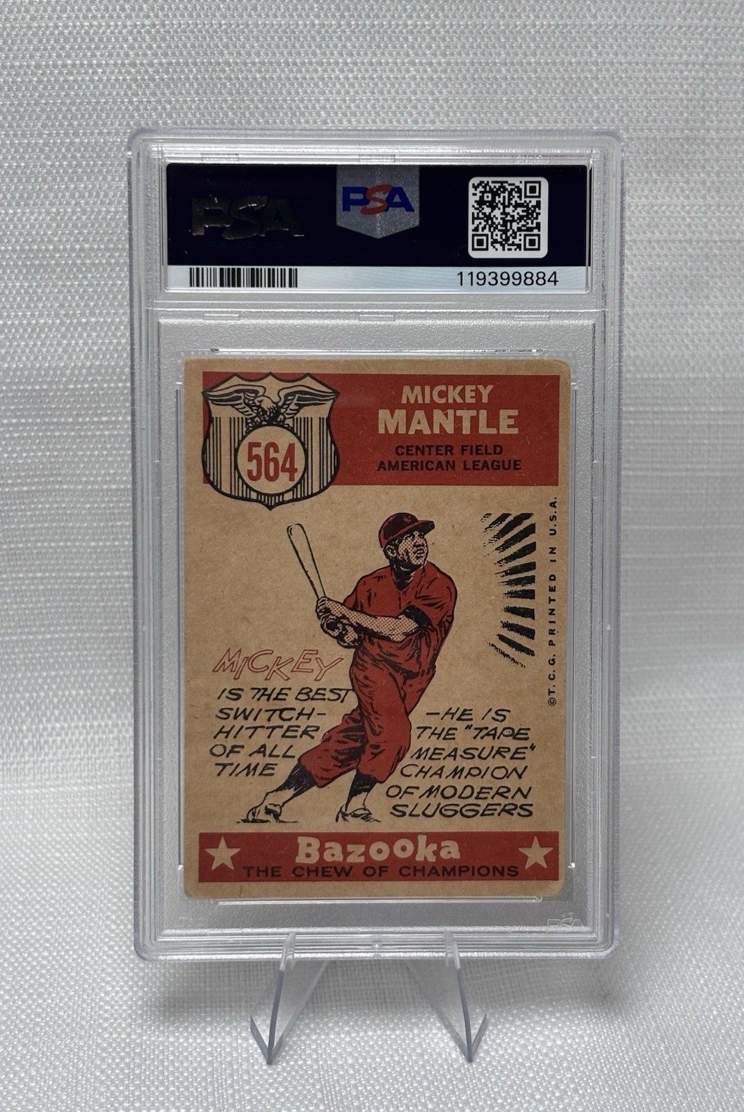1959 Topps All Star #564 Mickey Mantle New York Yankees PSA 2 view 2