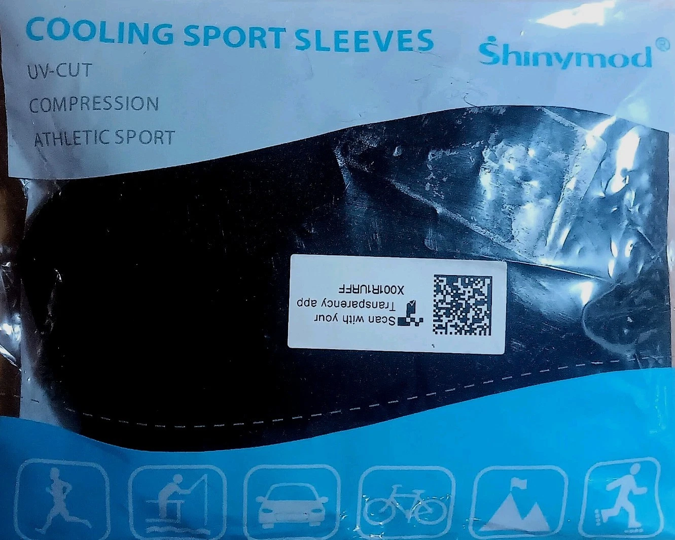 SHINYMOD COOLING SPORT SLEEVES UNISEX ATHLETIC UV-CUT, COMPRESSION, BLACK (NEW)