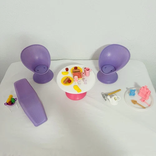 Vintage 1980’s Barbie Patio Set Lounge Chairs Table Wicker Shape Chairs Misc.