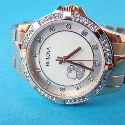 Bulova Womens Crystal Accent Rose Goldtone Bracelet Watch  display picture 2