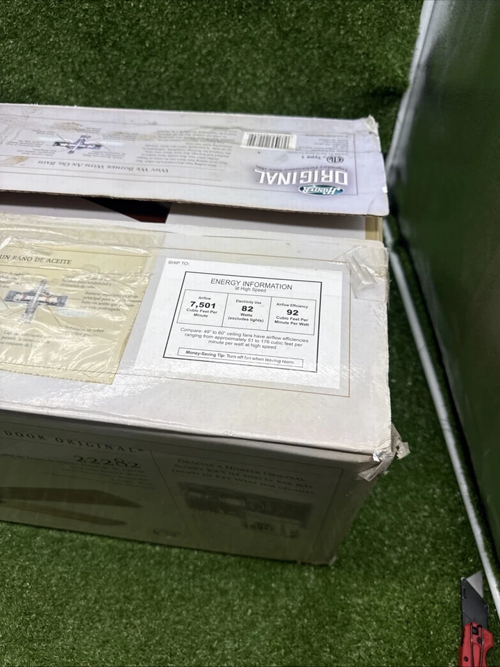 Hunter 22282 Outdoor Original 52" Ceiling Fan Cast Iron New Open Box - Image 3 of 4