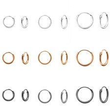 Kleine Mini Creolen  echt Sterling Silber 925  ros&eacute;gold grau Ohrringe 8 10 12 mm