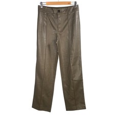 ZARA Faux Leather Pants Taupe Wide Leg High Rise Women Size Medium Chic