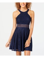 BCX Womens Sheath Short Dress Lace Spaghetti Strap Off Shoulder Party