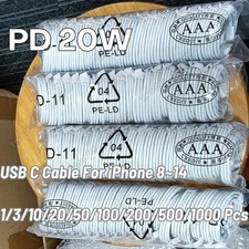 PD 20W USB C Fast Charger Cable Data Type C Cord Lot For iPhone14 13 12 11 XS XR