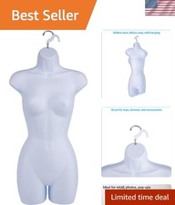 White Female Mannequin Torso with Open Back - Display for Sizes 5-10, 34.75"