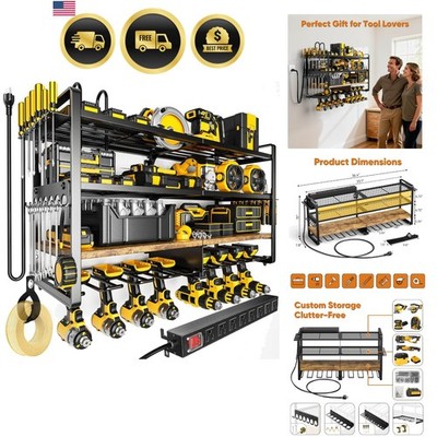 Power Tool Organizer with Charging Station Wall Mount Garage Storage Shelf